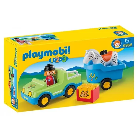 1.2.3 Coche con Remolque de Caballo - Playmobil 6958