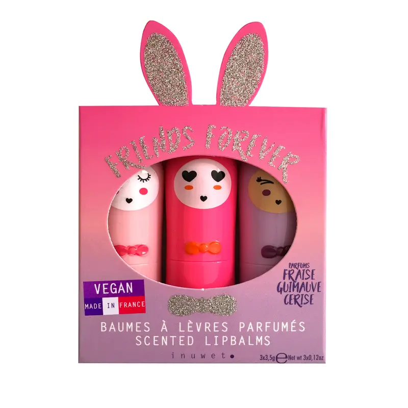 3 balsamos labiales formula vegana | Cereza | fresa | nube - Dandini VINCB03
