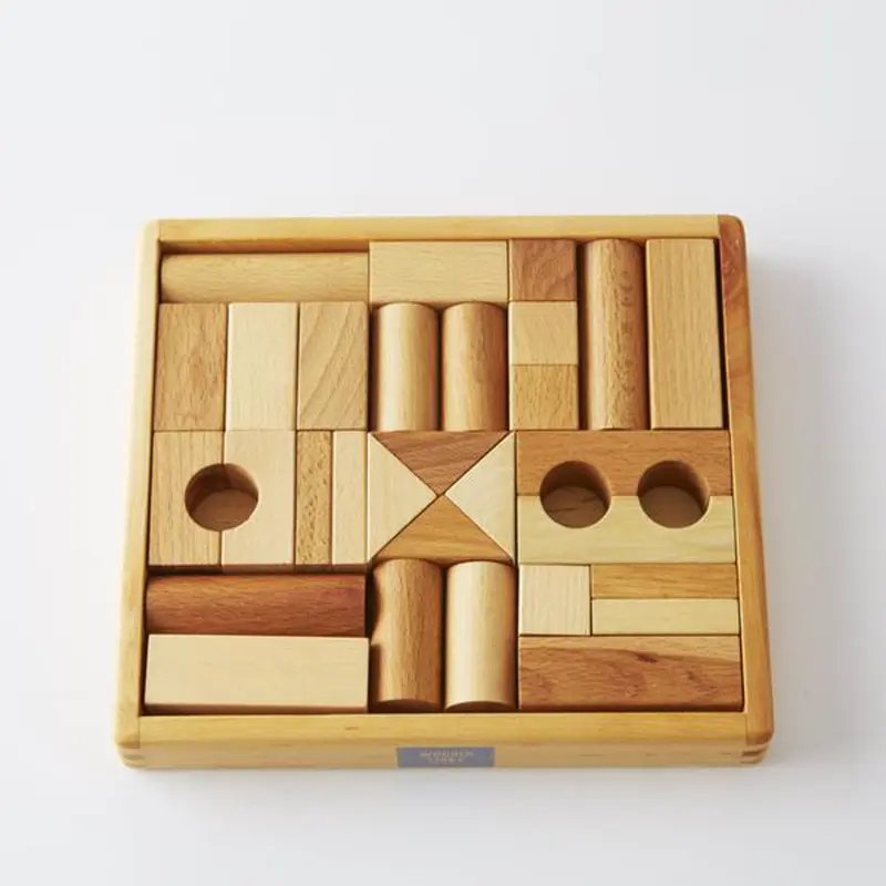 30 bloques de madera natural