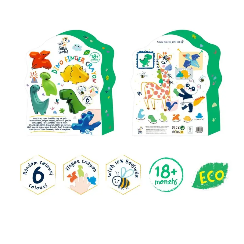 6 Ceras ( crayones) de dedo - dinosaurio - hakuyoka 233113