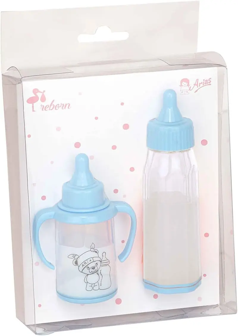 Accesorio Muñecas - Set de 2 Biberones Reborn en Azul - Arias 6093