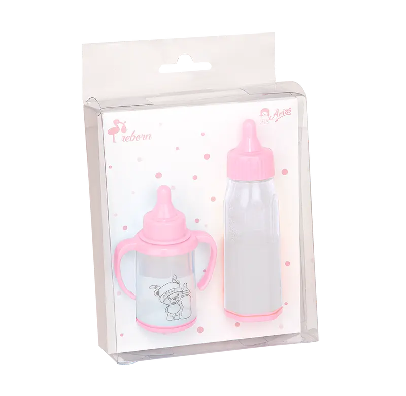 Accesorios Muñecas - Set de 2 Biberones Reborn en Rosa - Arias 6092