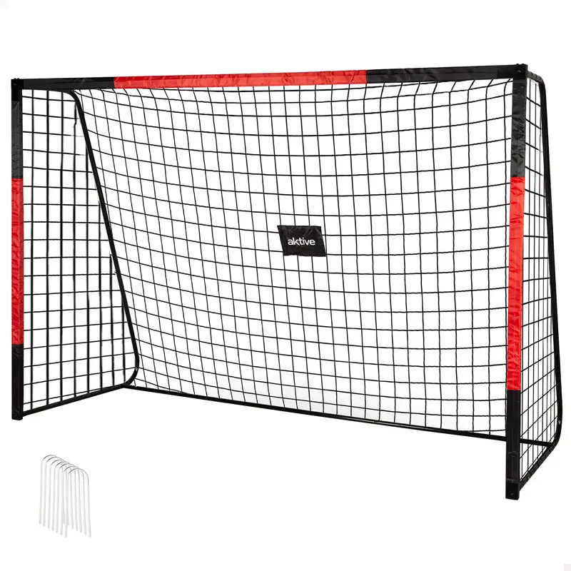 Aktive Portería de fútbol acero 3 m con red resistente y 7 piquetas