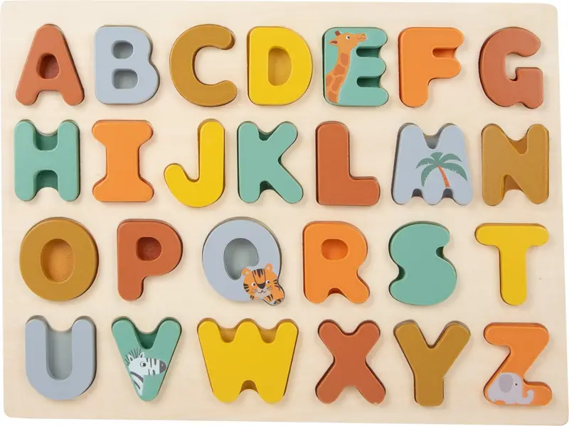 ¡Aprender el ABC con diversión! Puzle de madera de moda para niños