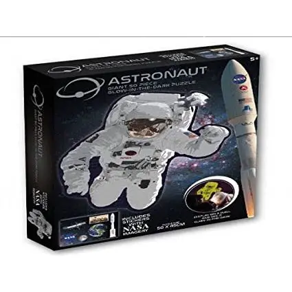 Astronauta Rompecabezas Gigante de 50 Piezas Que Brilla en la Oscuridad, Multicolor, 50 X 45CM