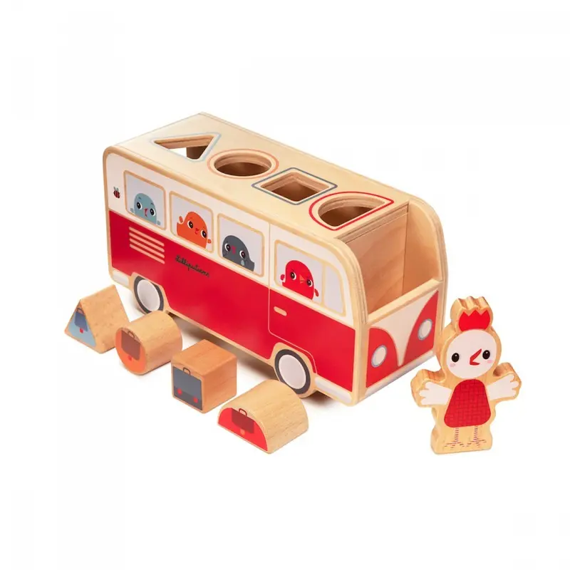 Autobus de madera organizador de formas - lilliputiens 83261