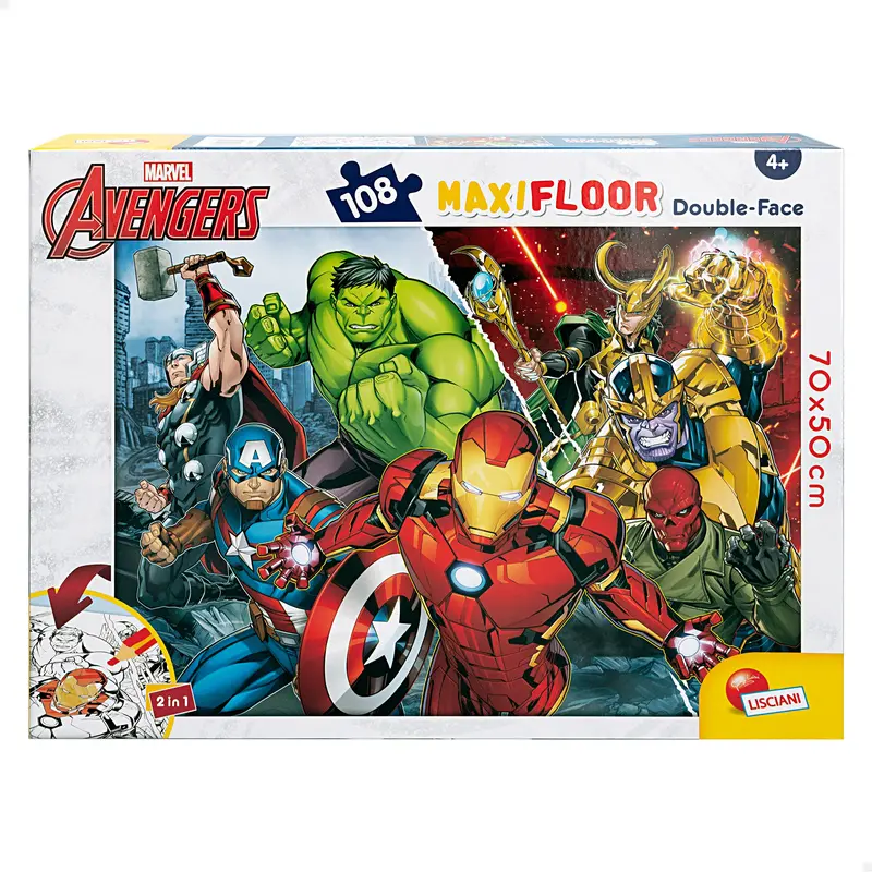Avengers Puzzle doble cara para colorear 108 piezas