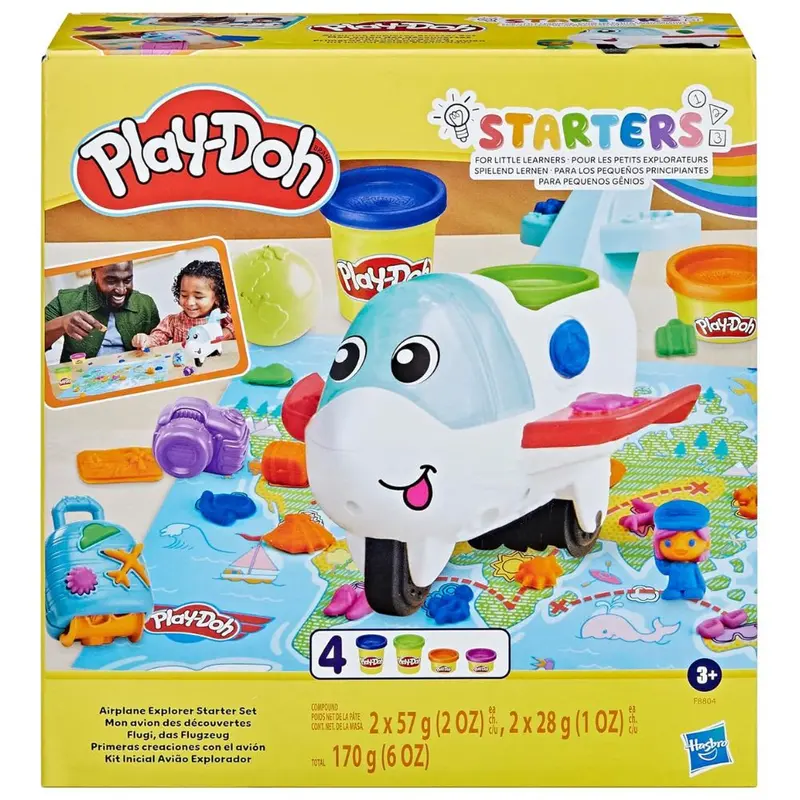 Avión Play-Doh con mapa mundo y 4 botes plastilina