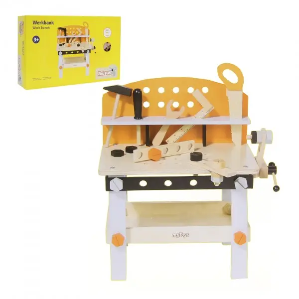 Banco de Trabajo con Herramientas de Madera 63 Piezas - Fentoys 1176