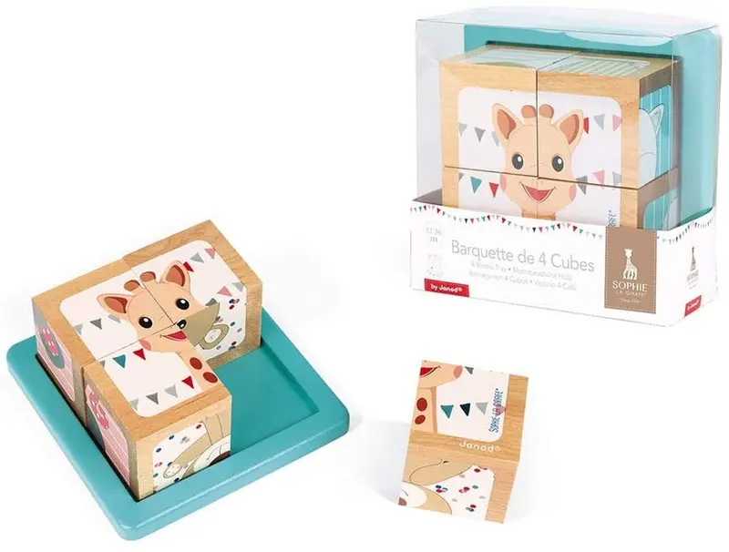 BANDEJA CON 4 CUBOS SOPHIE LA GIRAFE - Janod J09500