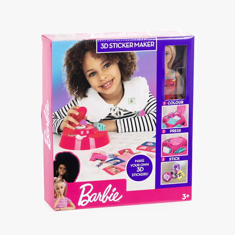 Barbie con accesorios crea pegatinas 3D