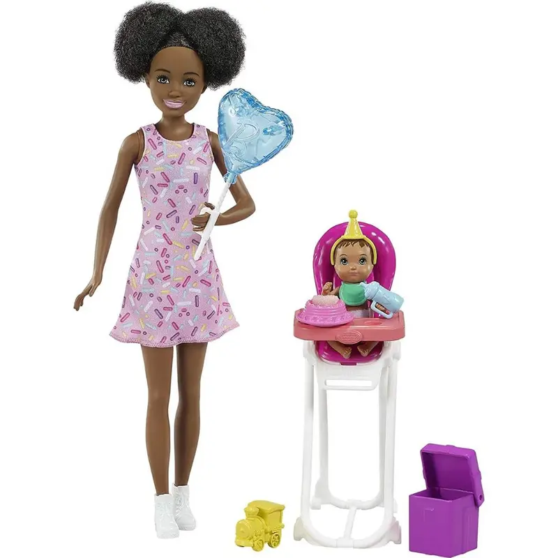 BARBIE muñeca Skipper canguro trona afroa con bebé (GRP41)