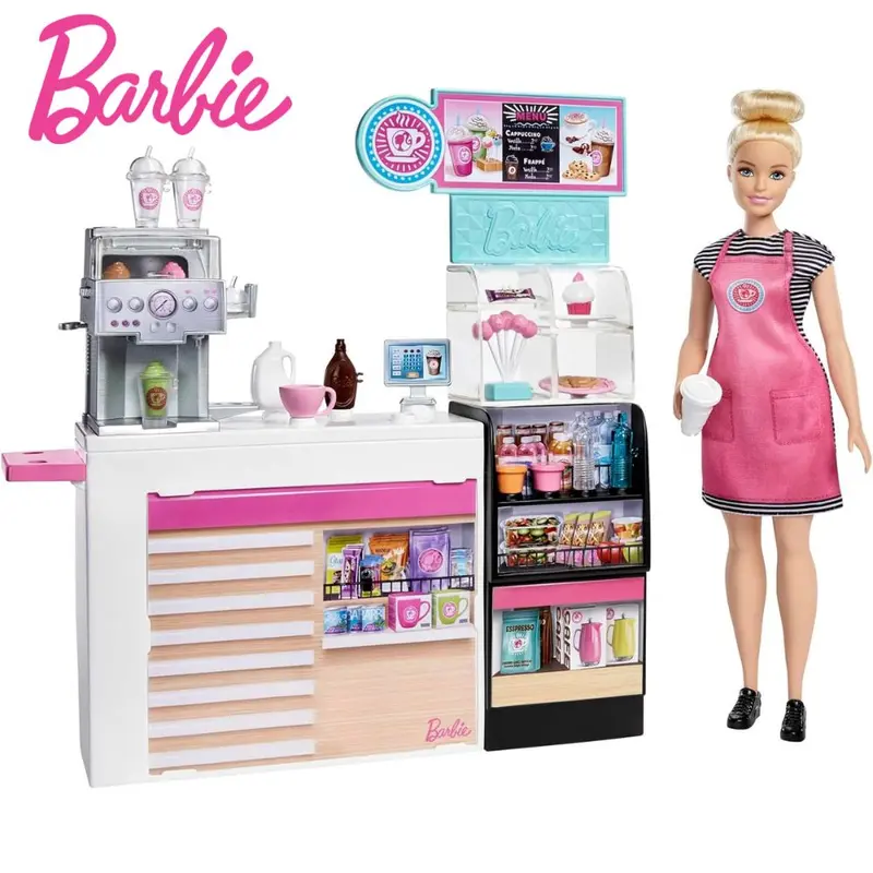 Barbie y su cafetería con muñeca y accesorios