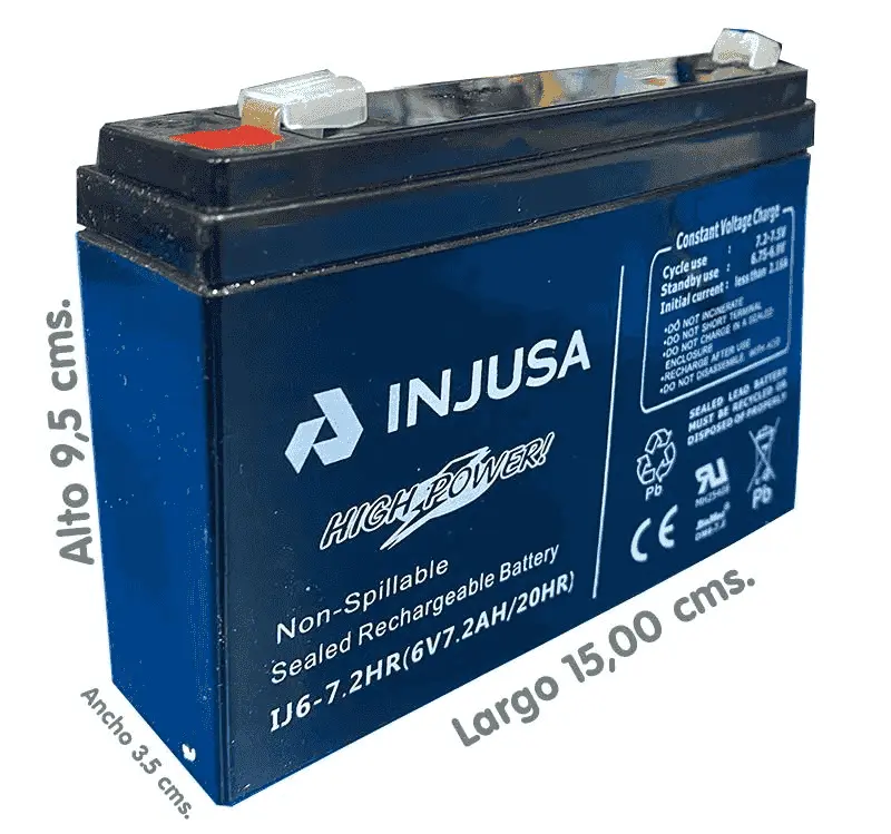 Bateria de Plomo 6 V 7.2 Amp. Estrecha