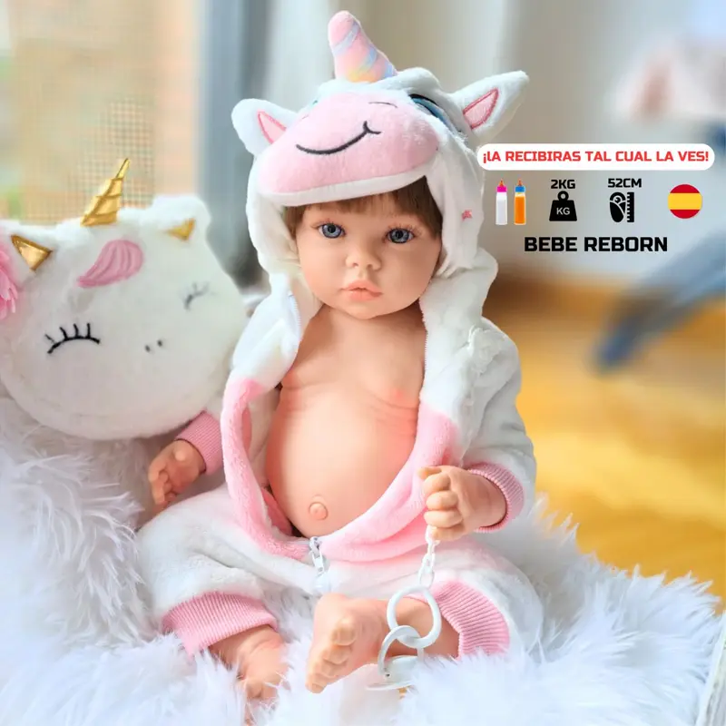 Bebe Reborn Abril - Cuerpo Completo Vinilo - añable - Mide 52cm y pesa 2kg
