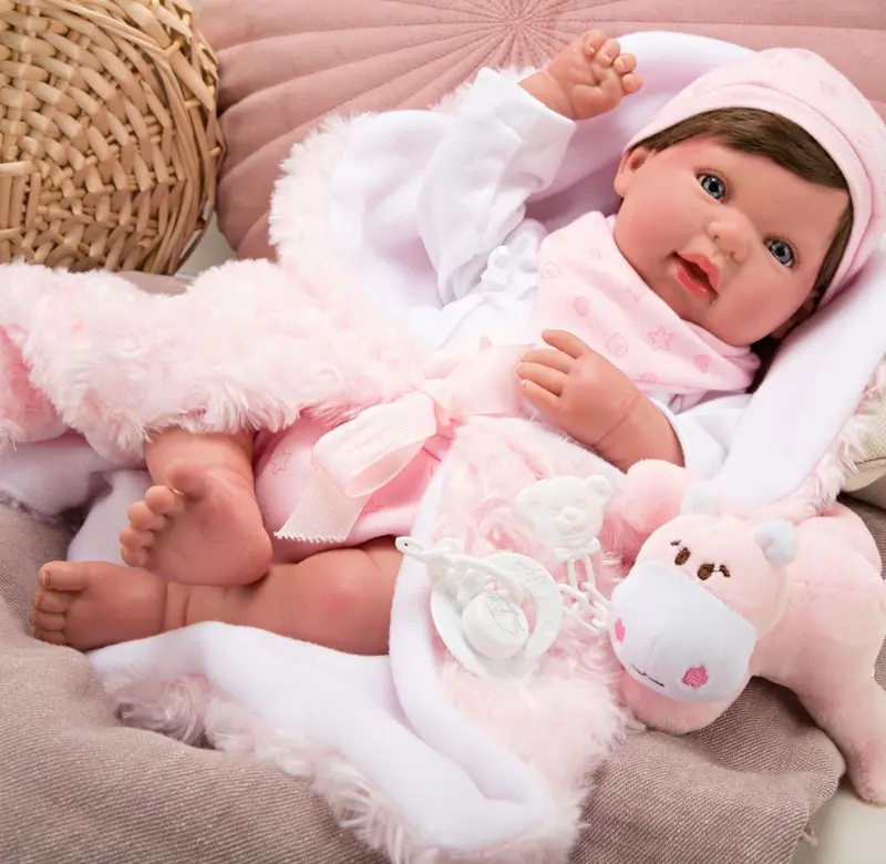 Bebé reborn aina con manta, peluche y pelo - Arias 98085