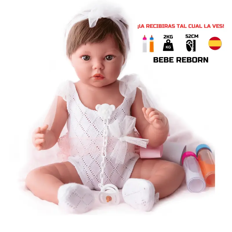 Bebe Reborn "Julieta" (52 cm y 2 kg) – ¡La Bebé de Vinilo que Podrás Bañar y Peinar!