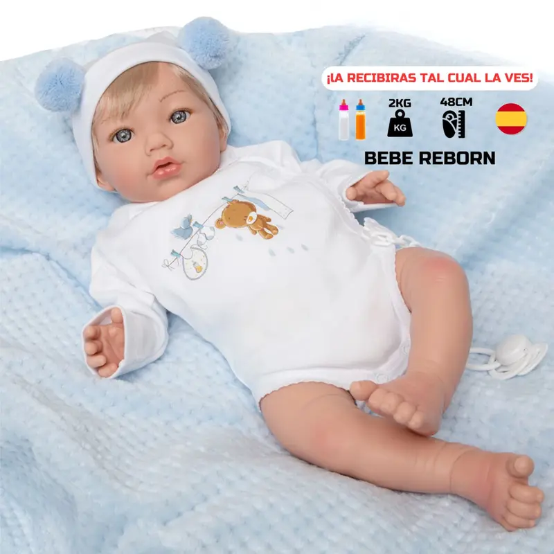 Bebe Reborn Manuel – El Peso Real de un Recién Nacido | 48cm, Vinilo Blando