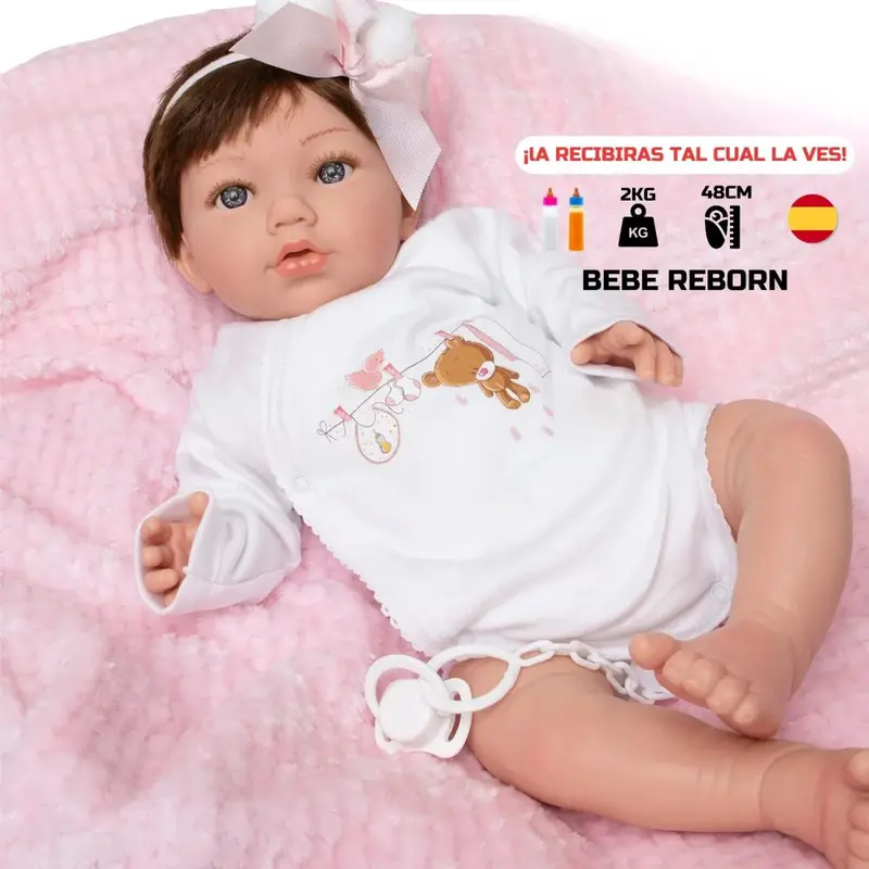 Bebe Reborn Manuela – Se Siente Como un Bebé de Verdad | 48cm, Vinilo Blando