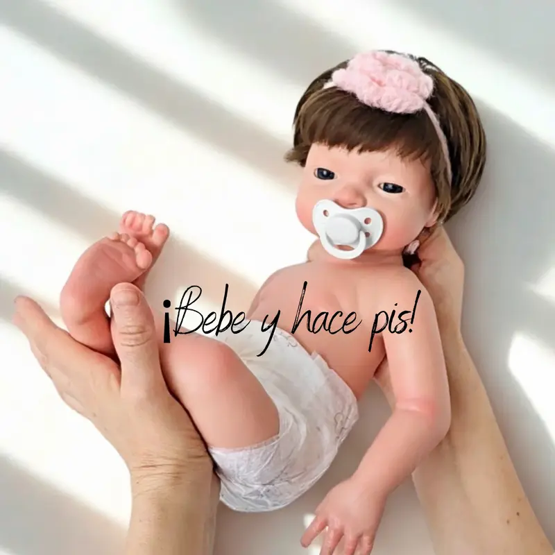 Bebé Reborn Silicona Platino "Miel" (43cm, 2.3kg) - Bebe, Hace Pis, Pelo Real y Tiene Caída de Cabeza