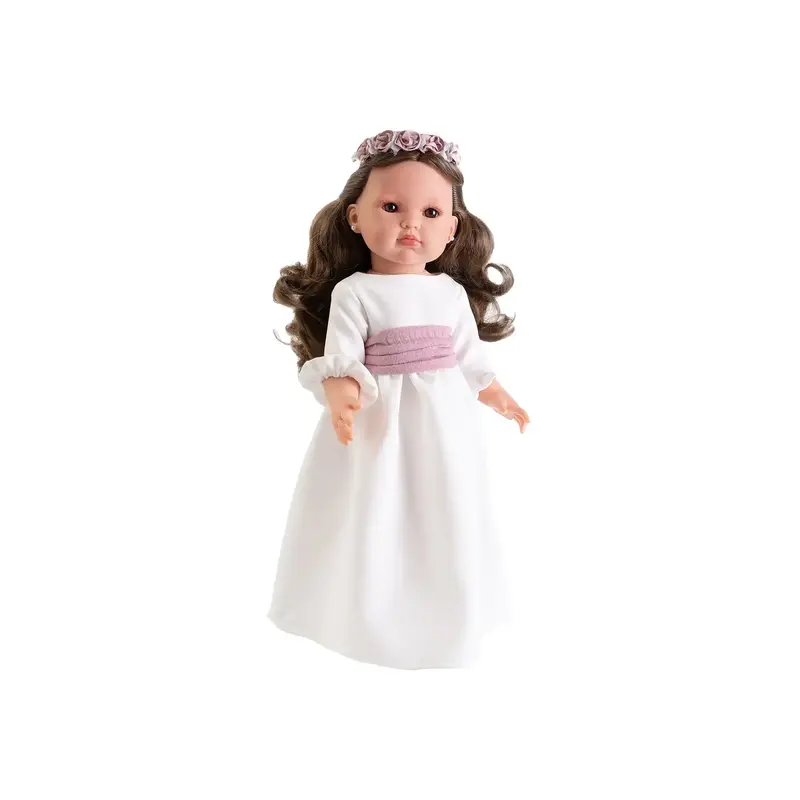 Bella Comunión Morena 45cm Vestido Elegante - Cuerpo Vinilo Articulado (28222)