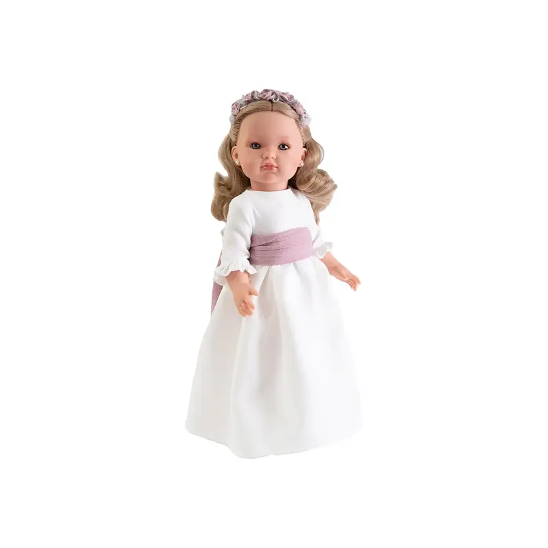 Bella Comunión Rubia 45cm Vestido Elegante - Cuerpo Vinilo Articulado (28223)