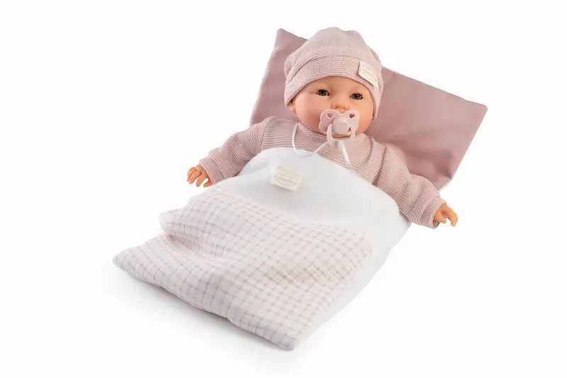 Bimba Lloro Dormilona Rosa 37cm Ojos Durmientes Mecanismo Saco (14367)