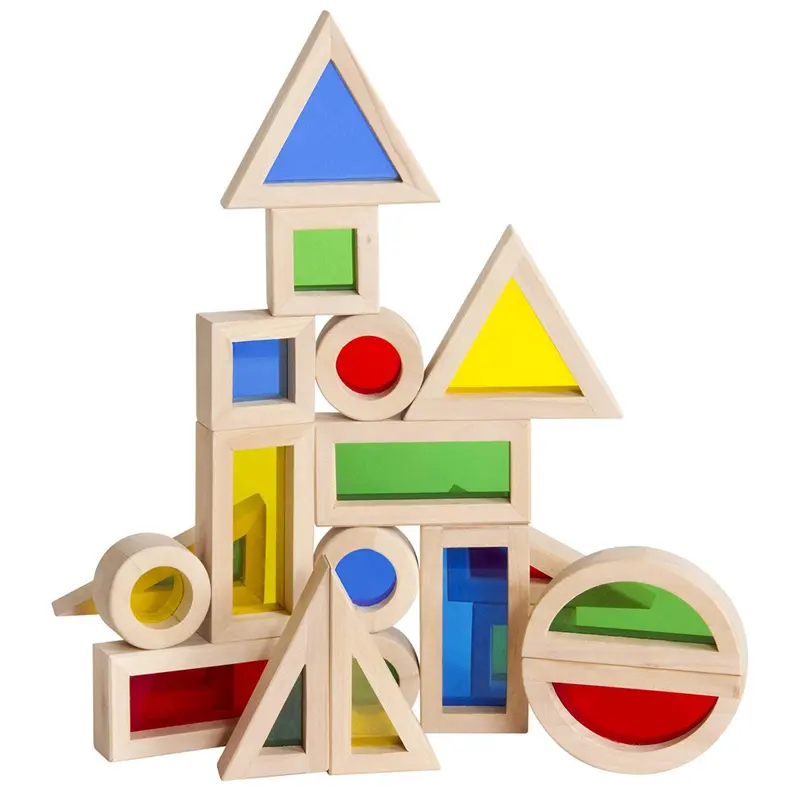 Bloques Arcoíris Jr Guidecraft – Construcción de Madera con Luz y Color +2 años