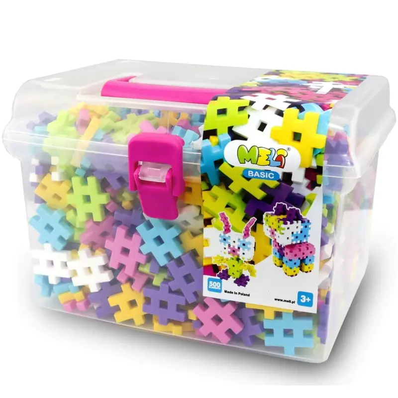 Bloques MELI - BASIC PASTEL TRAVEL BOX 500 piezas