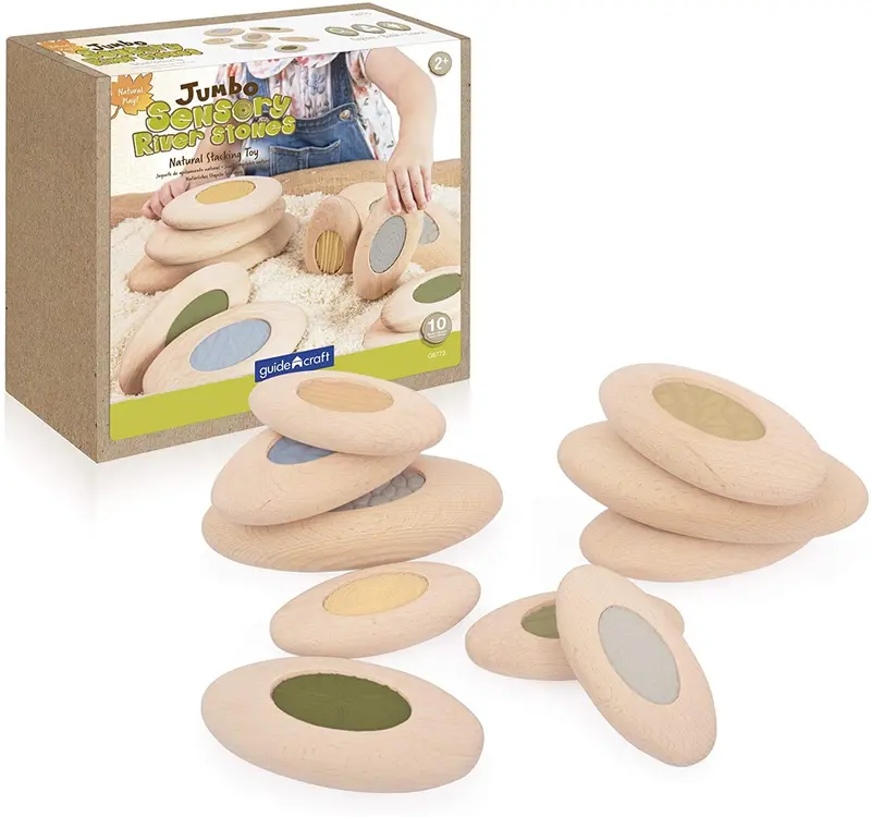 Bloques sensoriales apilables jumbo madera piedra de rio multicolor - Guidecraft F6773
