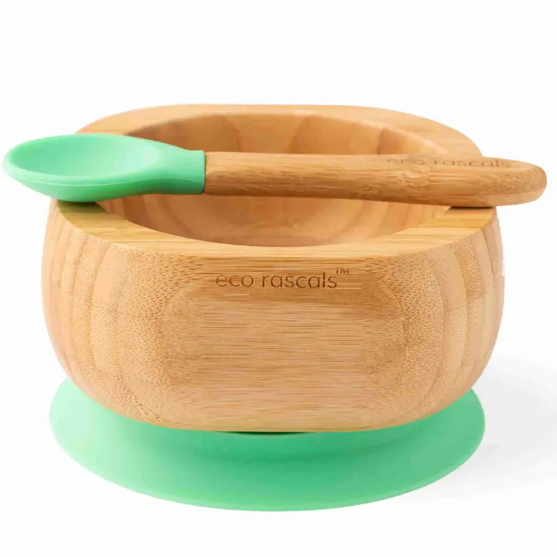 Bol Bambú Verde Eco con Cuchara - Eco Rascals