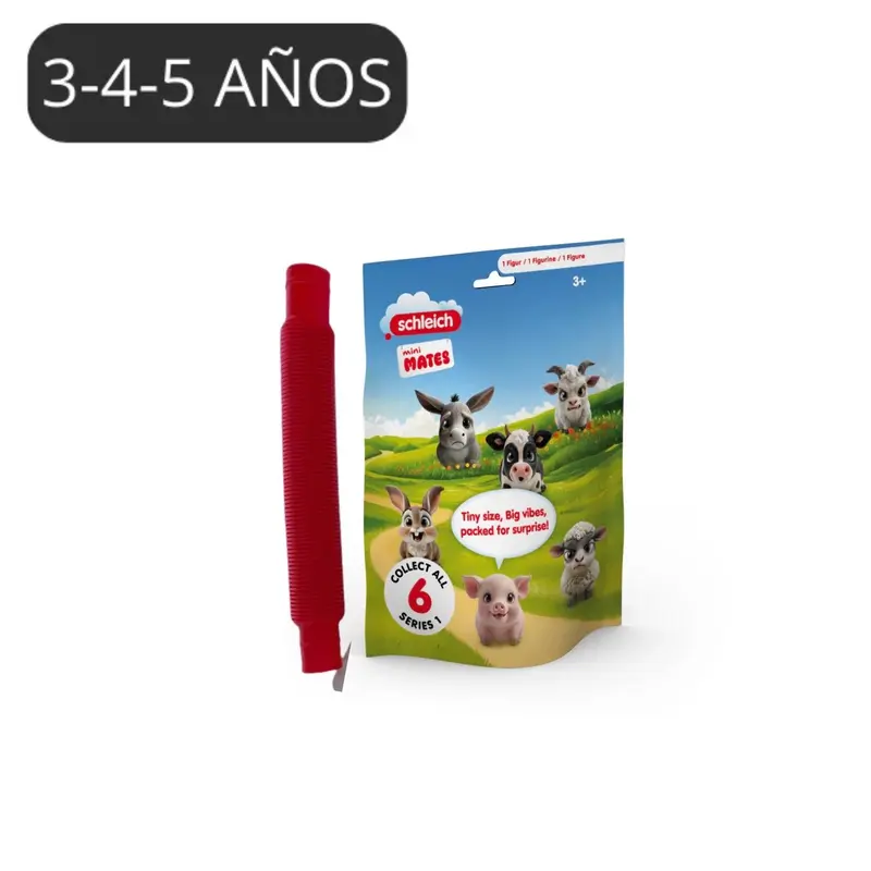 Bolsita de cumple con Sobre sorpresa Mini mates Schleich + tubo extensible