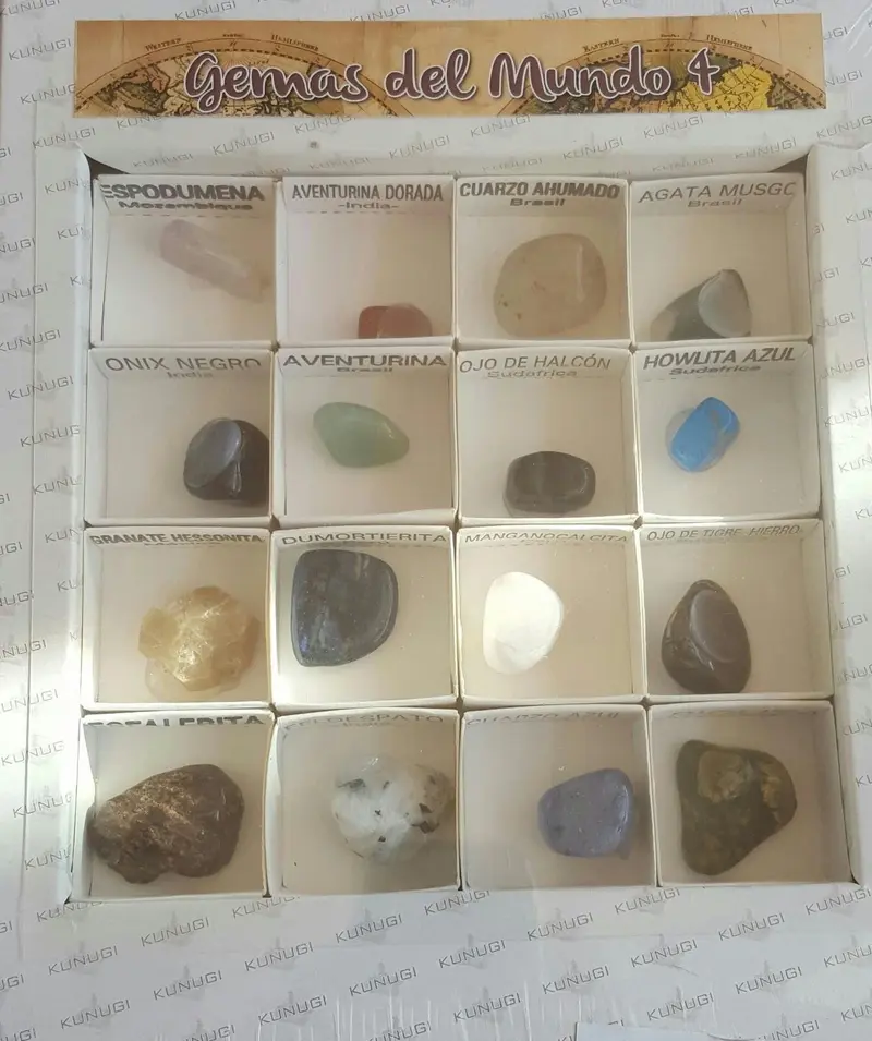 Caja 16 Gemas Naturales Nº4 Kunugi | Ónix, Ojo de Tigre, Aventurina