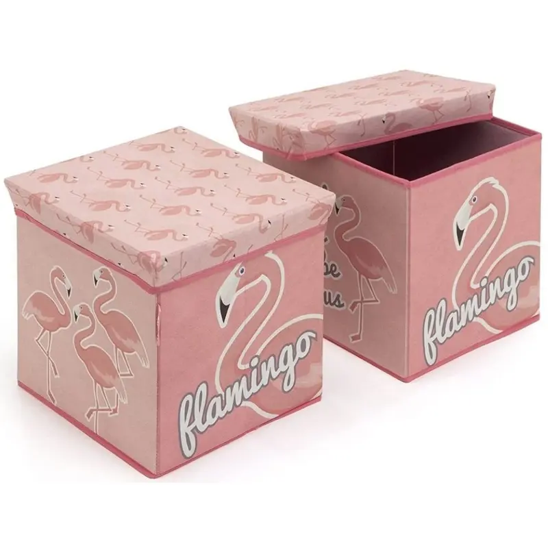 Caja de almacenamiento con tapa taburete flamenco (1 unidad)