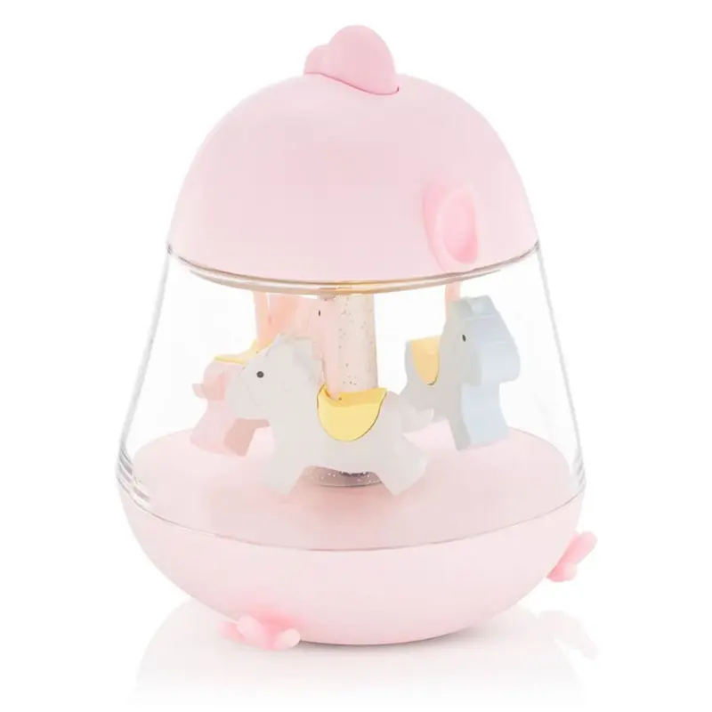 Caja de Música Carrusel Rosa con lámpara
