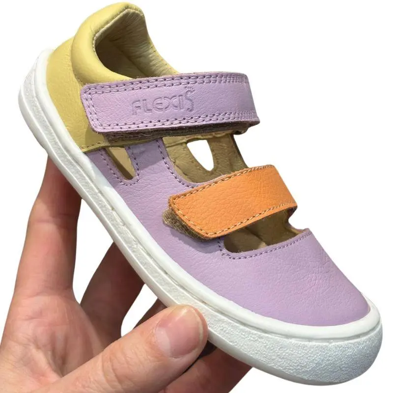 Calzado infantil SANDALIA respetuosA LILA-AMARILLO-NARANJA Flexi nens