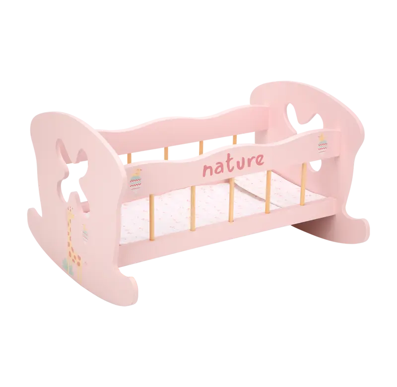 Cama Balancín de Madera Colección Nature para Muñecas Arias con Almohada y Colcha | Ref. 21583