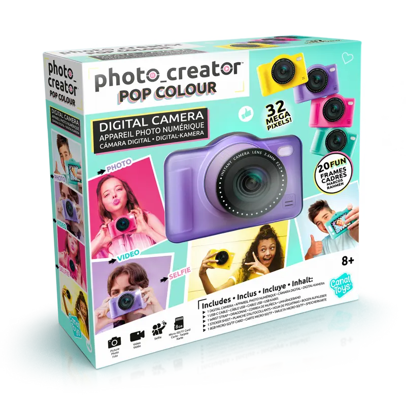Cámara digital Pop Color Violeta - Pop Colour Digital Camera Purple - Photo Creator - CLK041