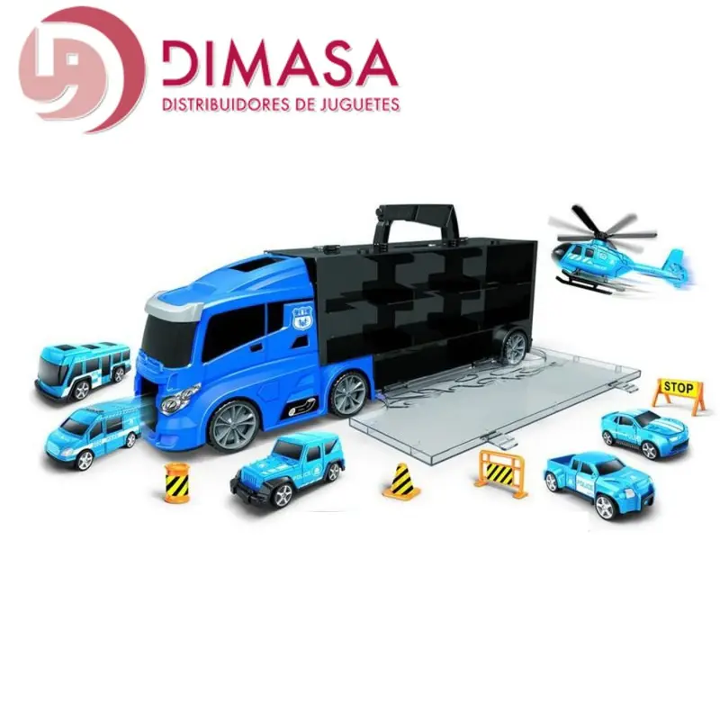 Camión transporta coches policía maletín