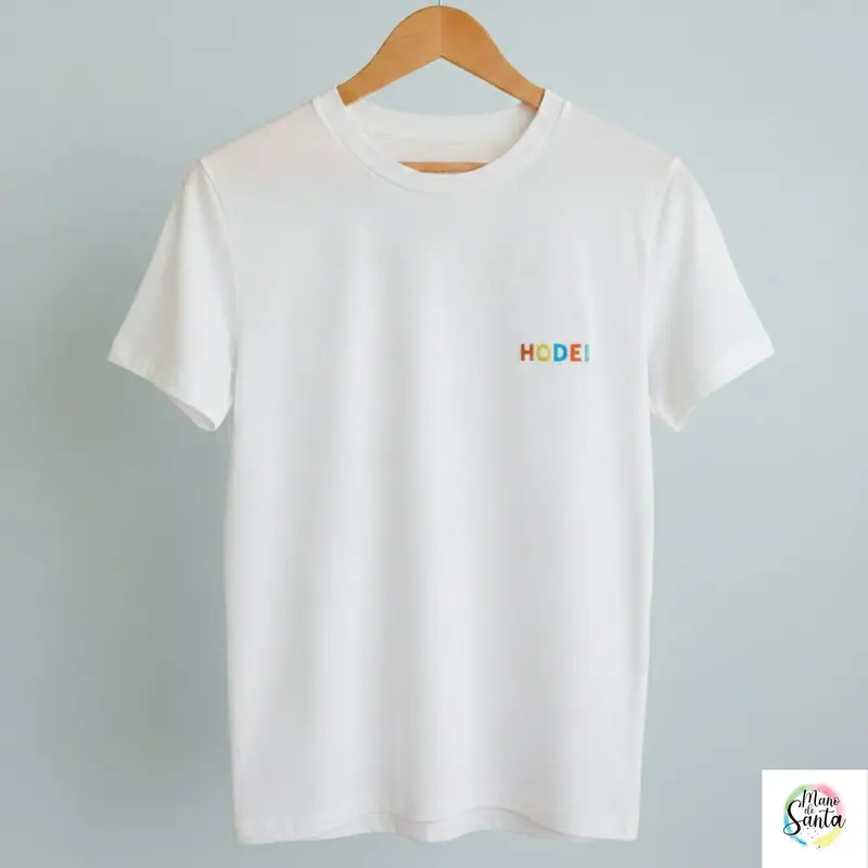 Camiseta Personalizada infantil BLANCA "Nombre" - Bordado Arcoiris Premium