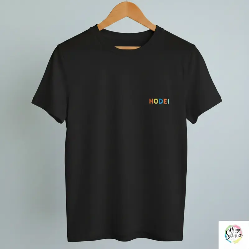Camiseta Personalizada infantil NEGRA "Nombre" - Bordado Arcoiris Premium