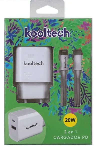 Cargador 220V C/Cable TipoC a Iphone 20W