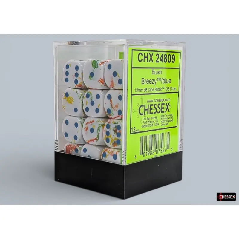 Chessex - 12mm d6 Dice Block (36 dados) - Brush Breezy/blue