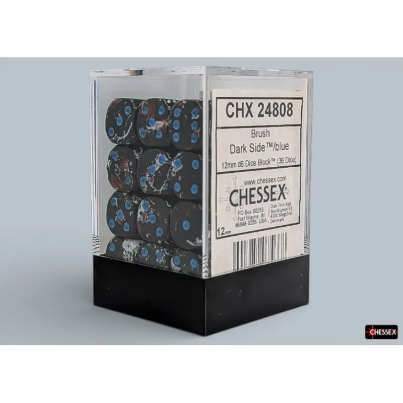Chessex - 12mm d6 Dice Block (36 dados) - Brush Dark Side/blue