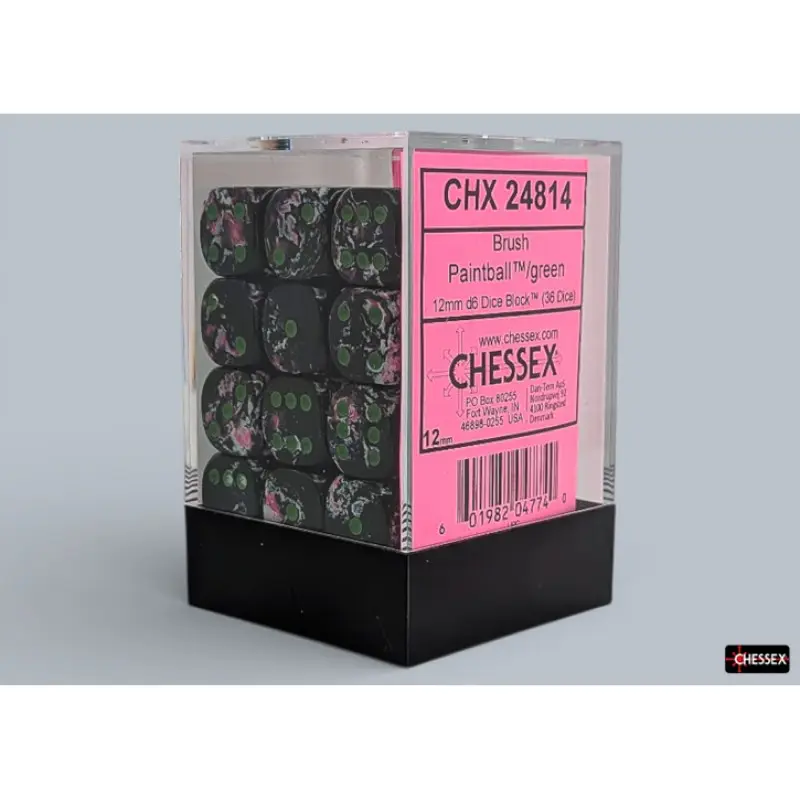 Chessex - 12mm d6 Dice Block (36 dados) - Brush Paintball/green