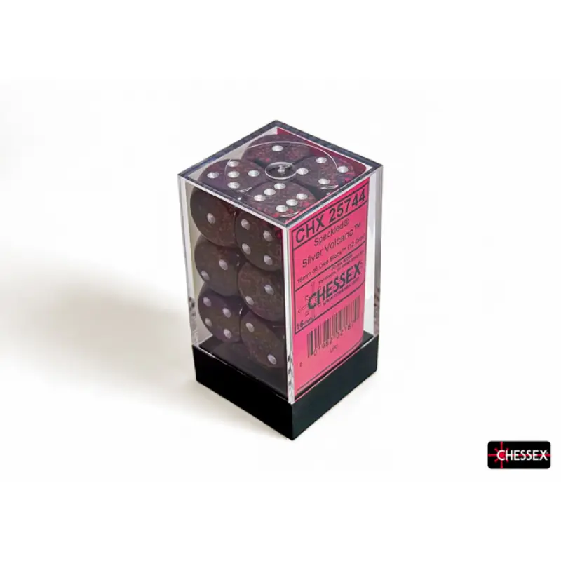 Chessex - 16mm d6 Dice Block (12 dados) - Speckled Silver Volcano