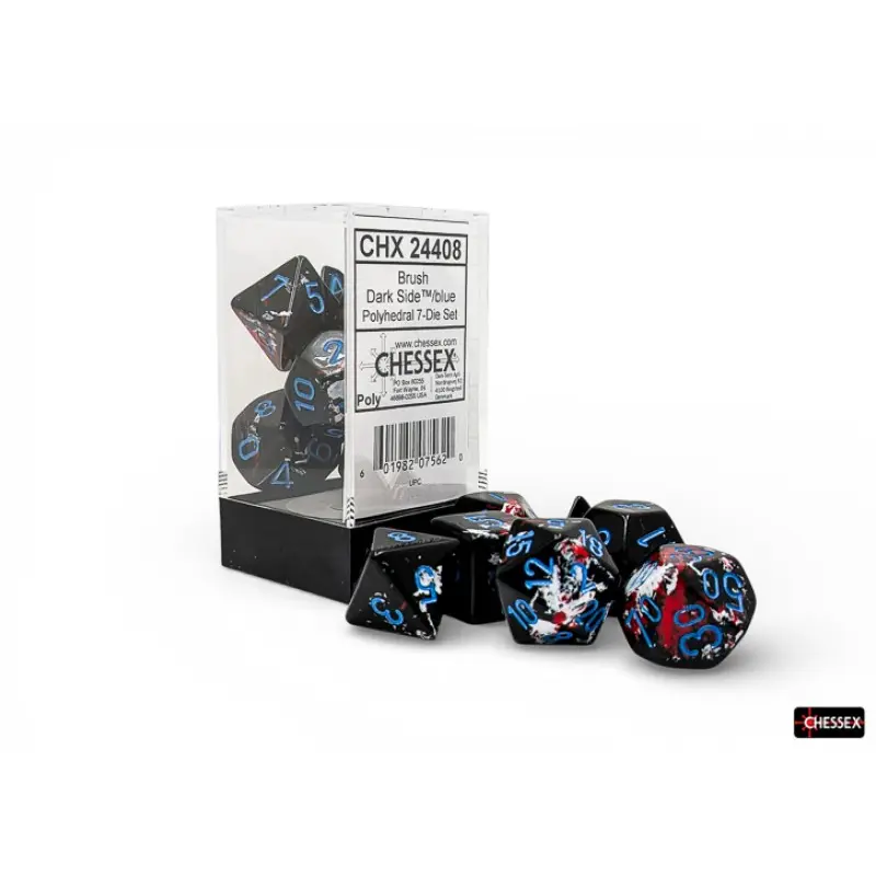 Chessex - Set de 7 dados - Brush Dark Side/blue