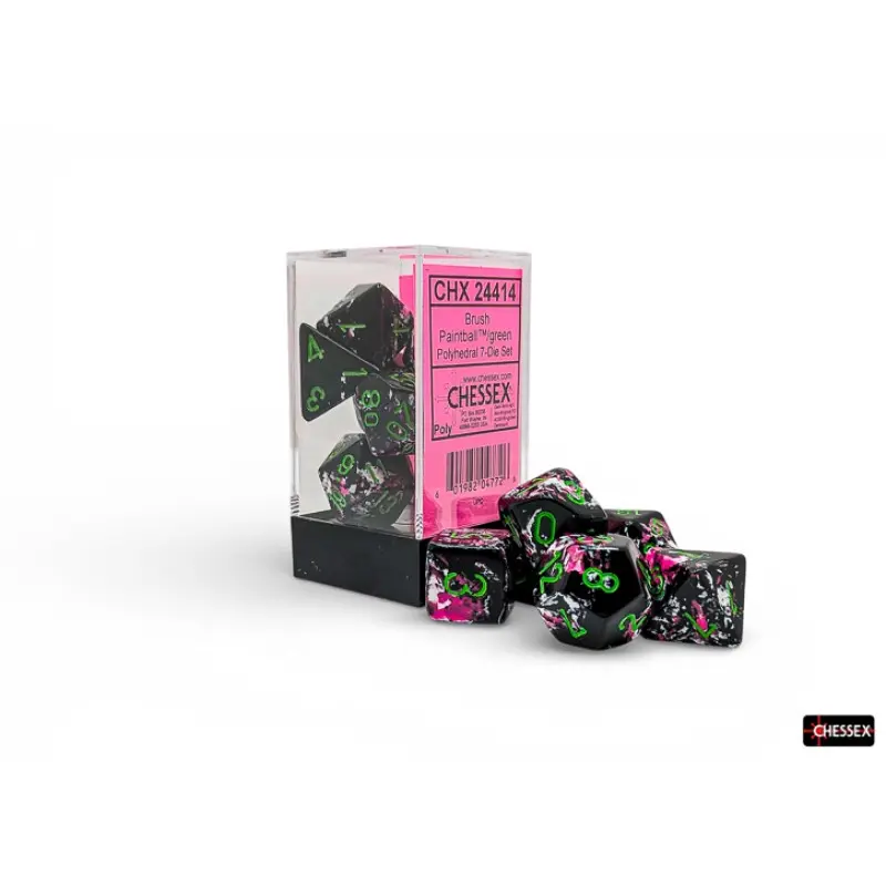 Chessex - Set de 7 dados - Brush Paintball/green