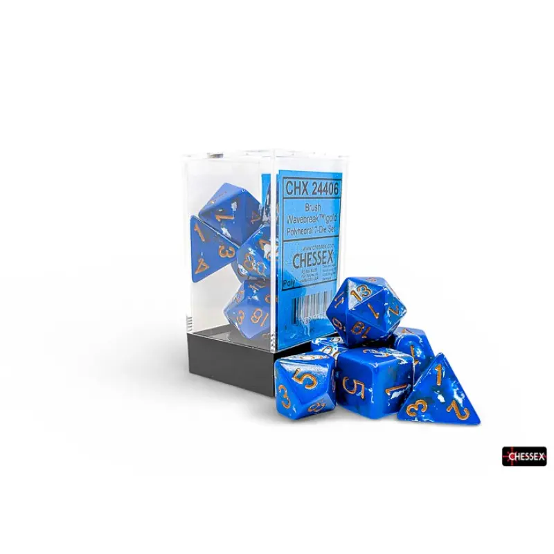 Chessex - Set de 7 dados - Brush Wavebreak/gold