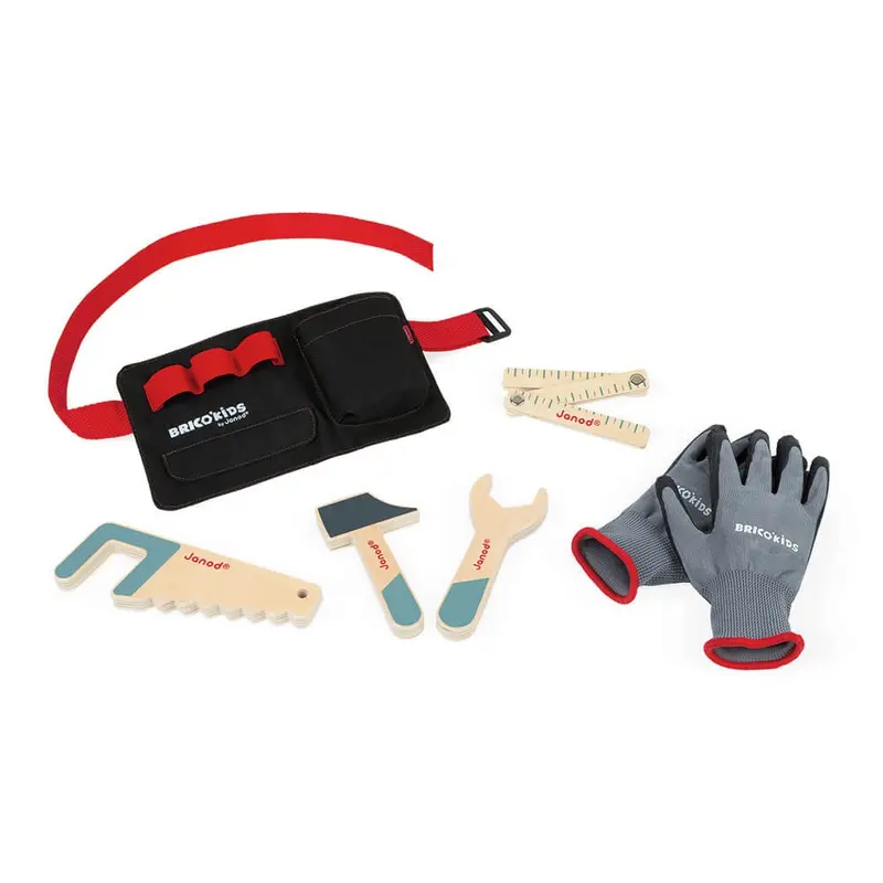 Cinturón infantil de bricolaje con herramientas de madera y guantes - Janod J06475